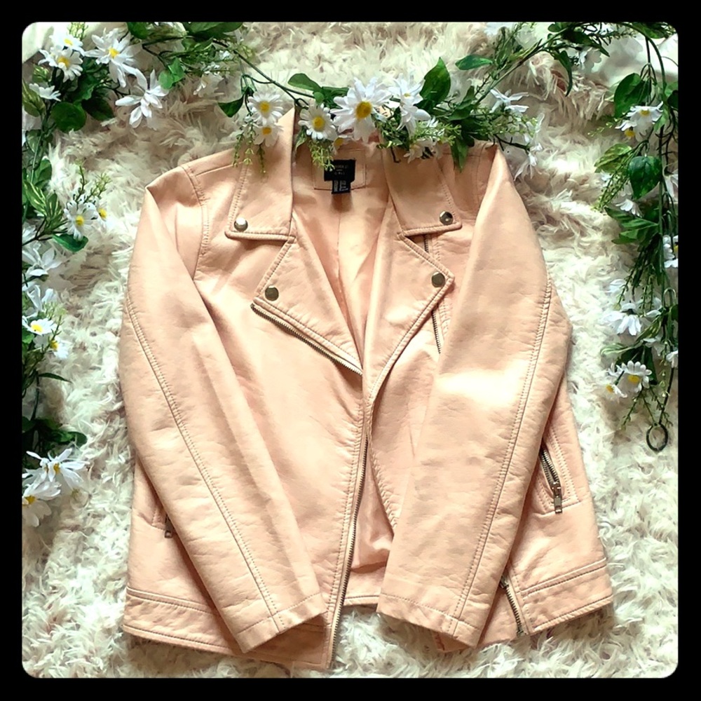 Light pink forever 21 girls leather jacket